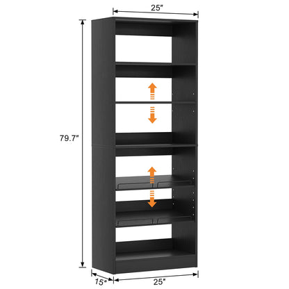 25 Inch Freestanding Closet Shoe Organizer, Standalone Wood Shoe Shelves