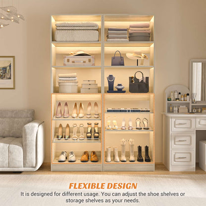 25 Inch Freestanding Closet Shoe Organizer, Standalone Wood Shoe Shelves
