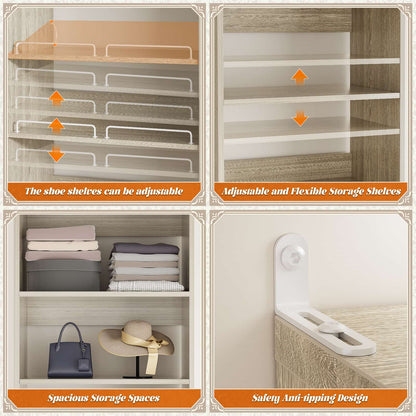 25 Inch Freestanding Closet Shoe Organizer, Standalone Wood Shoe Shelves