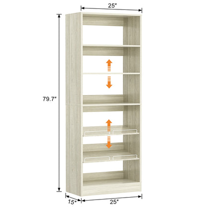 25 Inch Freestanding Closet Shoe Organizer, Standalone Wood Shoe Shelves