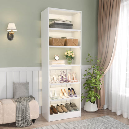 25 Inch Freestanding Closet Shoe Organizer, Standalone Wood Shoe Shelves