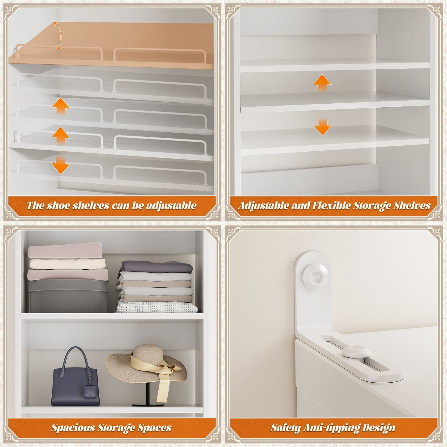 25 Inch Freestanding Closet Shoe Organizer, Standalone Wood Shoe Shelves