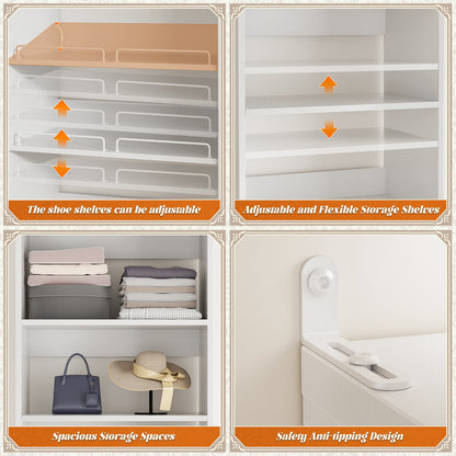 25 Inch Freestanding Closet Shoe Organizer, Standalone Wood Shoe Shelves