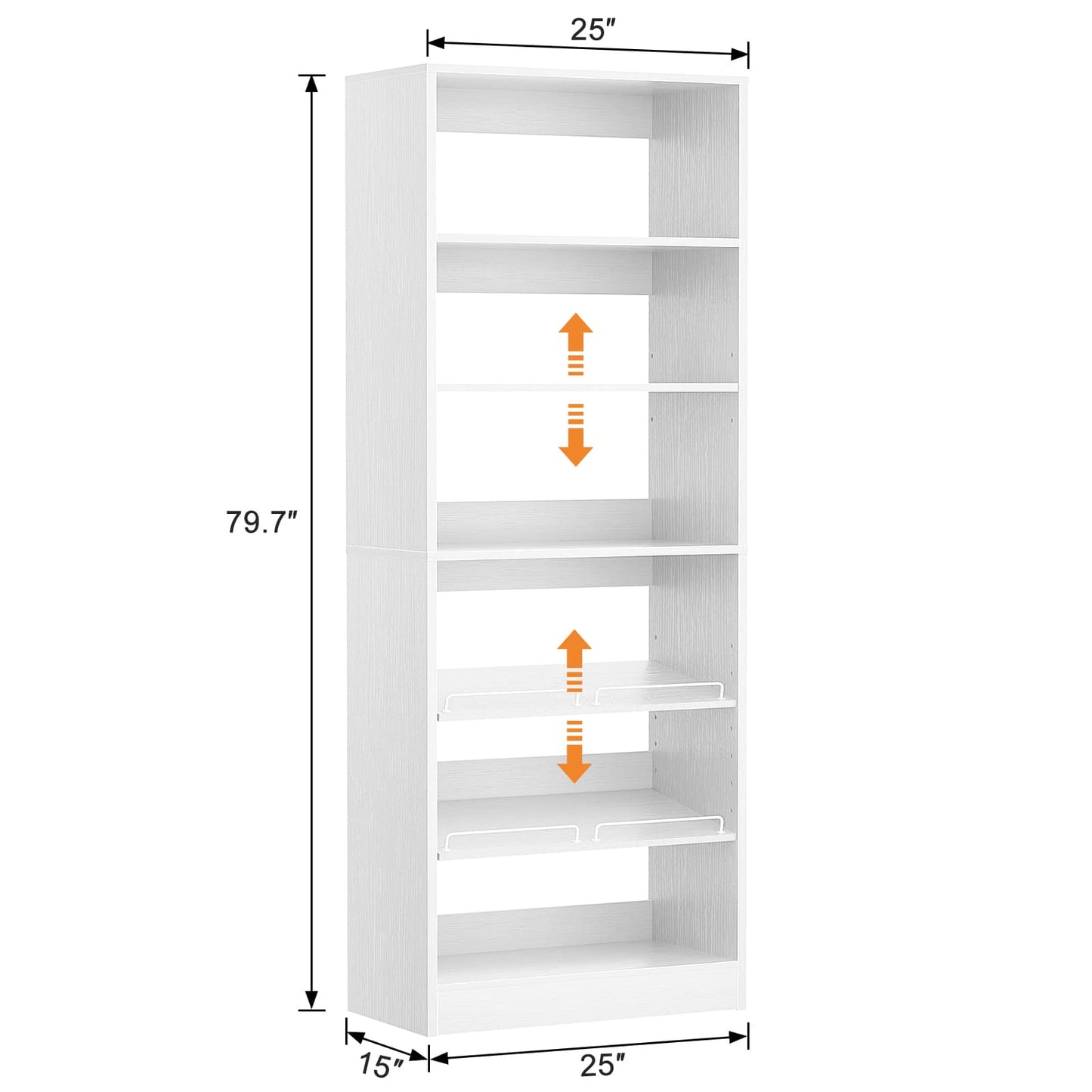 25 Inch Freestanding Closet Shoe Organizer, Standalone Wood Shoe Shelves