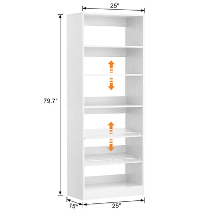 25 Inch Freestanding Closet Shoe Organizer, Standalone Wood Shoe Shelves