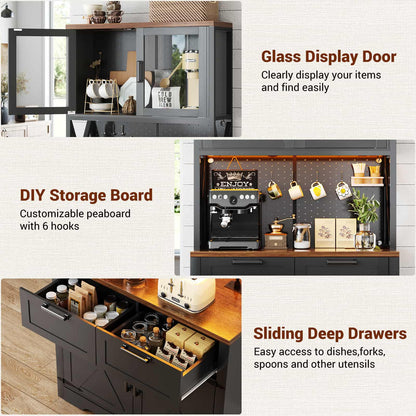 71'' Tall Kitchen Pantry Storage Cabinet with LED Light & Outlet, 2 Packs