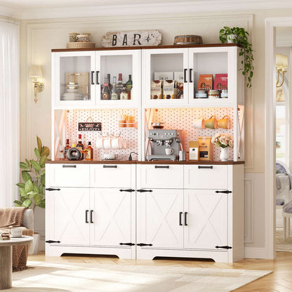 71'' Tall Kitchen Pantry Storage Cabinet with LED Light & Outlet, 2 Packs
