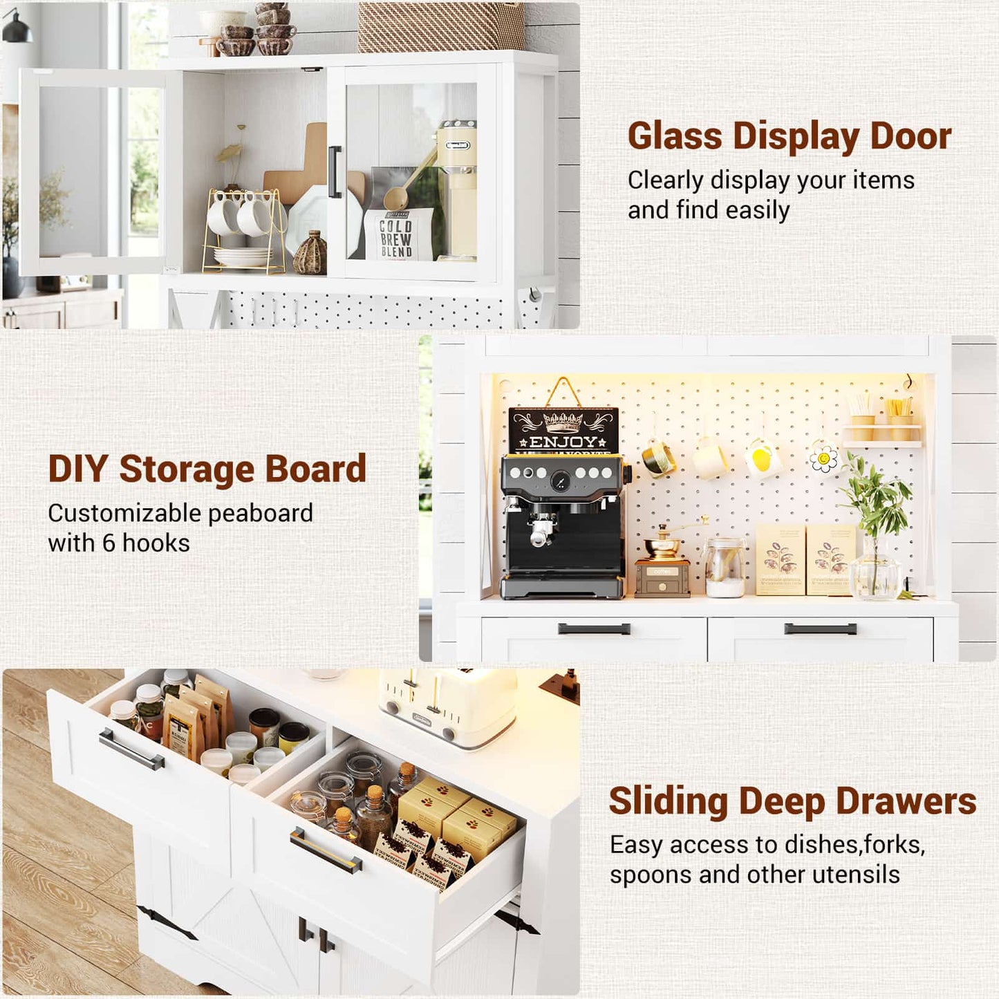 71'' Tall Kitchen Pantry Storage Cabinet with LED Light & Outlet, 2 Packs