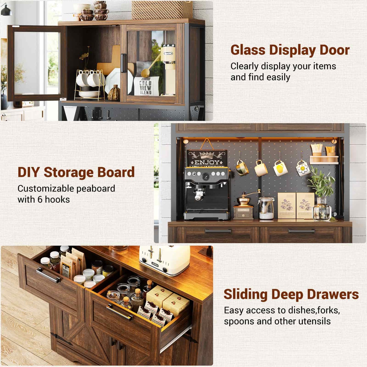 71'' Tall Kitchen Pantry Storage Cabinet with LED Light & Outlet, 2 Packs