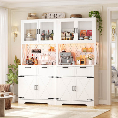 71'' Tall Kitchen Pantry Storage Cabinet with LED Light & Outlet, 2 Packs