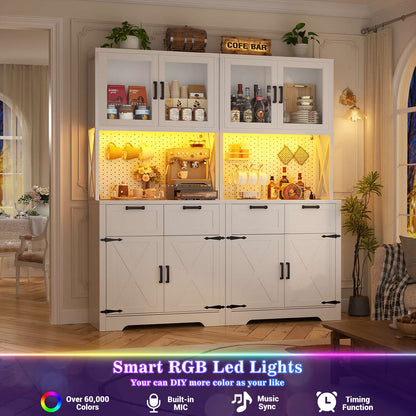 71'' Tall Kitchen Pantry Storage Cabinet with LED Light & Outlet, 2 Packs