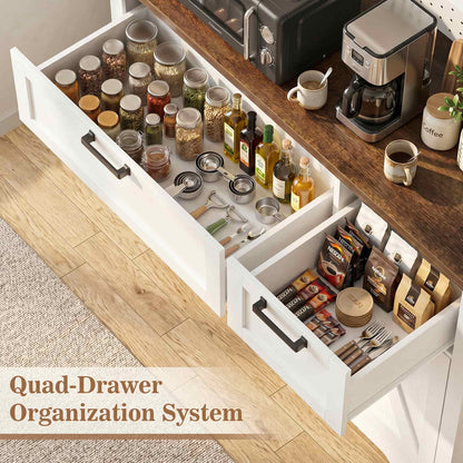 71'' Tall Farmhouse Pantry Storage Cabinet with Drawers, Charging Station, and Adjustable Shelves
