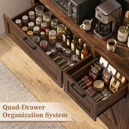 71'' Tall Farmhouse Pantry Storage Cabinet with Drawers, Charging Station, and Adjustable Shelves