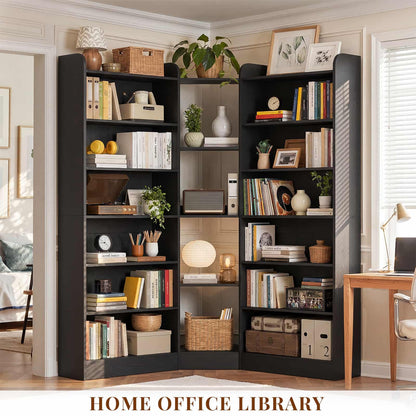 71.3'' Tall Corner Bookcase, 7-Tier L-Shaped Bookshelf with Adjustable Shelves