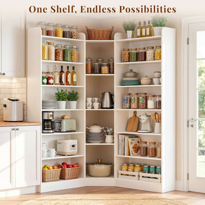 71.3'' Tall Corner Bookcase, 7-Tier L-Shaped Bookshelf with Adjustable Shelves