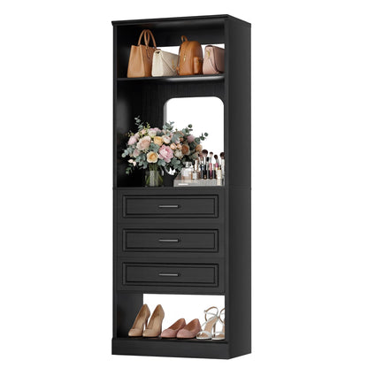 25'' Upgraded Style Closet Organizer with 3 Drawers and Mirror