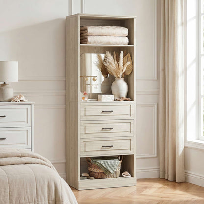 25'' Upgraded Style Closet Organizer with 3 Drawers and Mirror