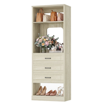 25'' Upgraded Style Closet Organizer with 3 Drawers and Mirror