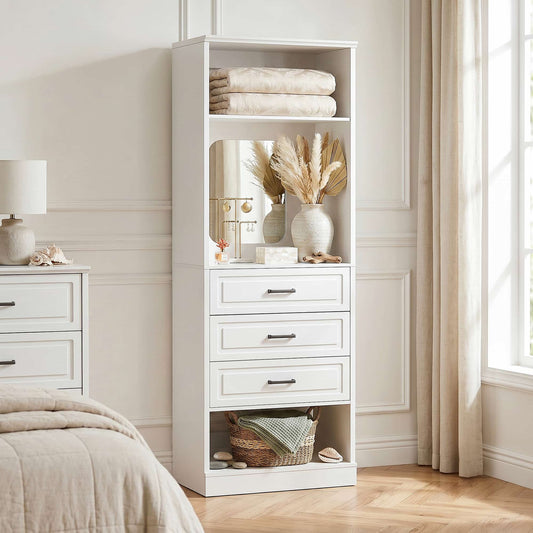 25'' Upgraded Style Closet Organizer with 3 Drawers and Mirror