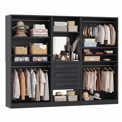 3-in-1 Closet Storage Unit with 3 Drawers and 4 Hanging Rods