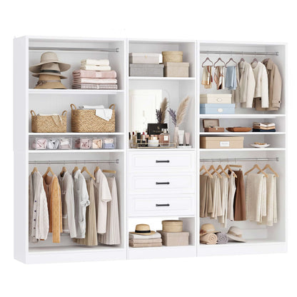 3-in-1 Closet Storage Unit with 3 Drawers and 4 Hanging Rods