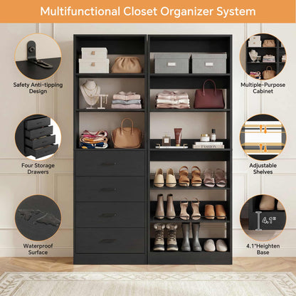 46.3'' 2-in-1 Closet System with Drawers and Adjustable Shelves