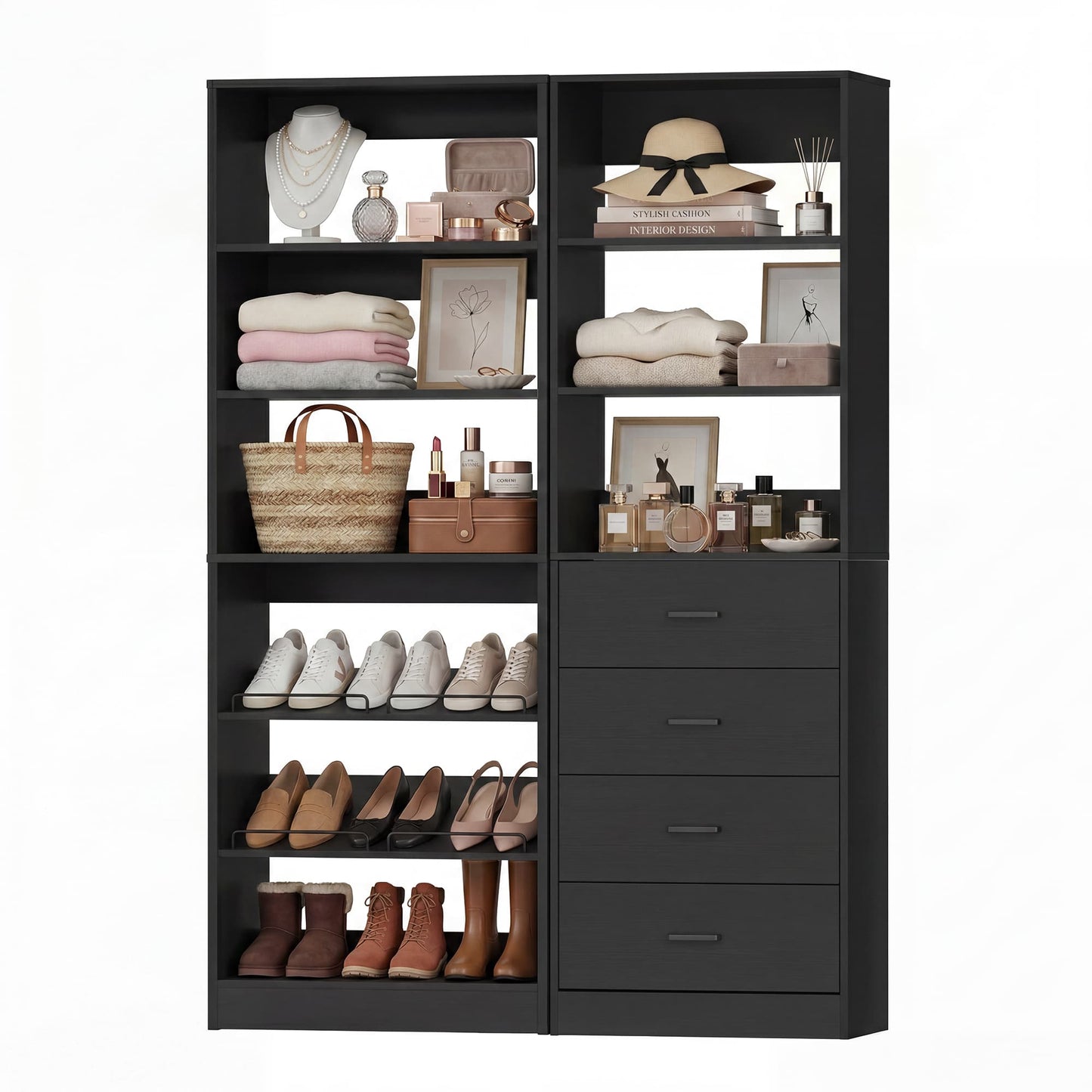 46.3'' 2-in-1 Closet System with Drawers and Adjustable Shelves