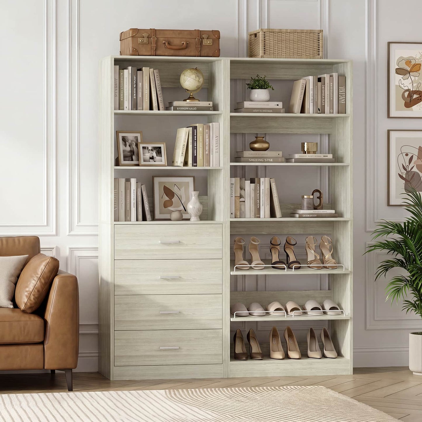 46.3'' 2-in-1 Closet System with Drawers and Adjustable Shelves
