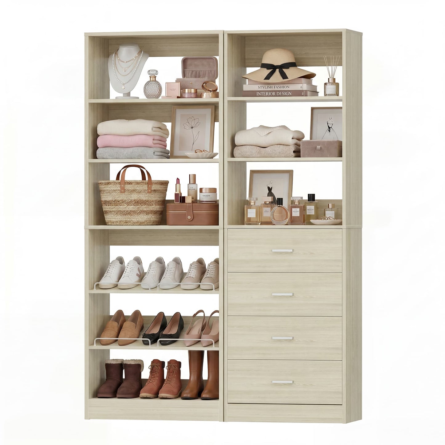 46.3'' 2-in-1 Closet System with Drawers and Adjustable Shelves