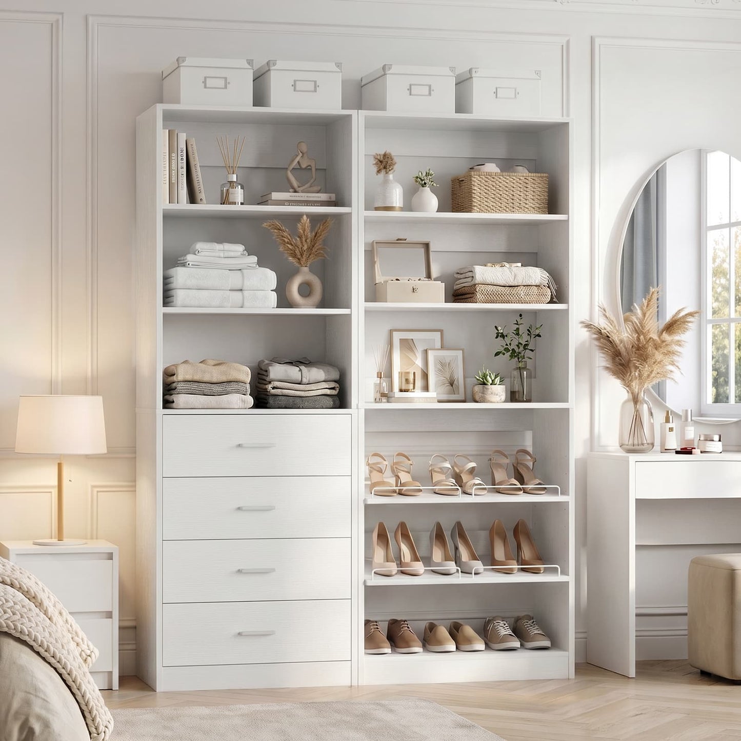 46.3'' 2-in-1 Closet System with Drawers and Adjustable Shelves
