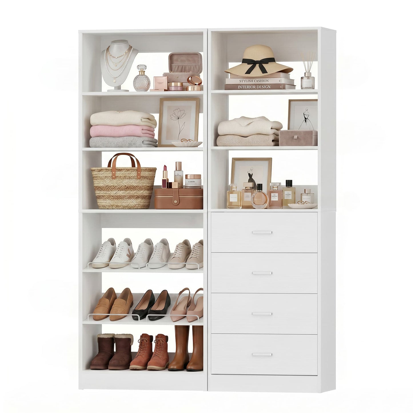 46.3'' 2-in-1 Closet System with Drawers and Adjustable Shelves