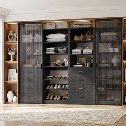 92.6'' W Freestanding Closet Organizer with Drawers & Adjustable Shoe Racks, 4 Packs