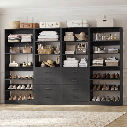 92.6'' W Freestanding Closet Organizer with Drawers & Adjustable Shoe Racks, 4 Packs