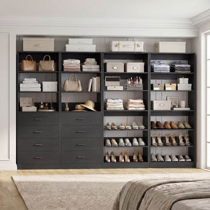 92.6'' W Freestanding Closet Organizer with Drawers & Adjustable Shoe Racks, 4 Packs