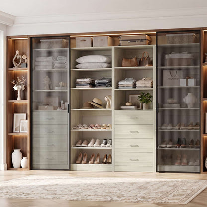 92.6'' W Freestanding Closet Organizer with Drawers & Adjustable Shoe Racks, 4 Packs