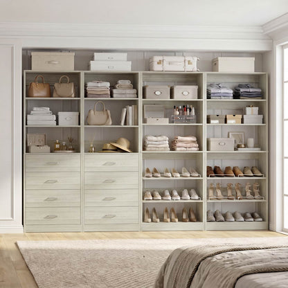 92.6'' W Freestanding Closet Organizer with Drawers & Adjustable Shoe Racks, 4 Packs
