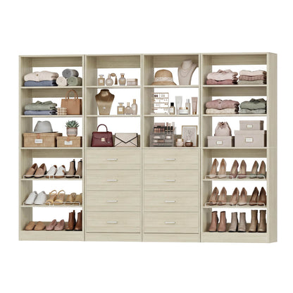 92.6'' W Freestanding Closet Organizer with Drawers & Adjustable Shoe Racks, 4 Packs
