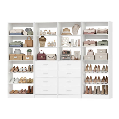 92.6'' W Freestanding Closet Organizer with Drawers & Adjustable Shoe Racks, 4 Packs