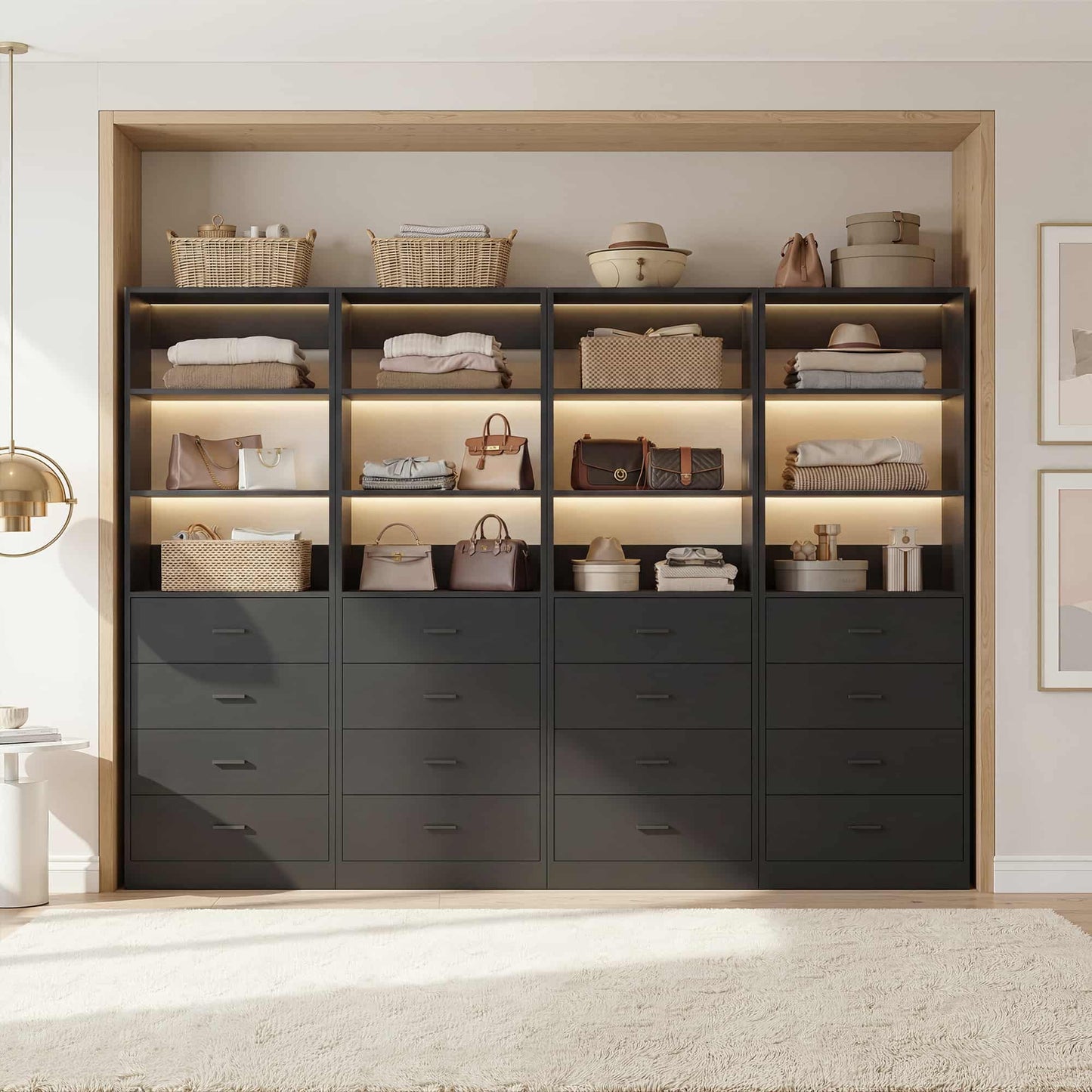 7.1 FT Freestanding Closet System 4-Piece Set with 16 Drawers & 13 Shelves