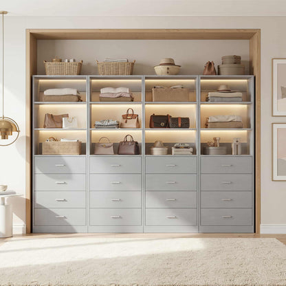 7.1 FT Freestanding Closet System 4-Piece Set with 16 Drawers & 13 Shelves