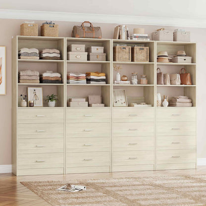7.1 FT Freestanding Closet System 4-Piece Set with 16 Drawers & 13 Shelves