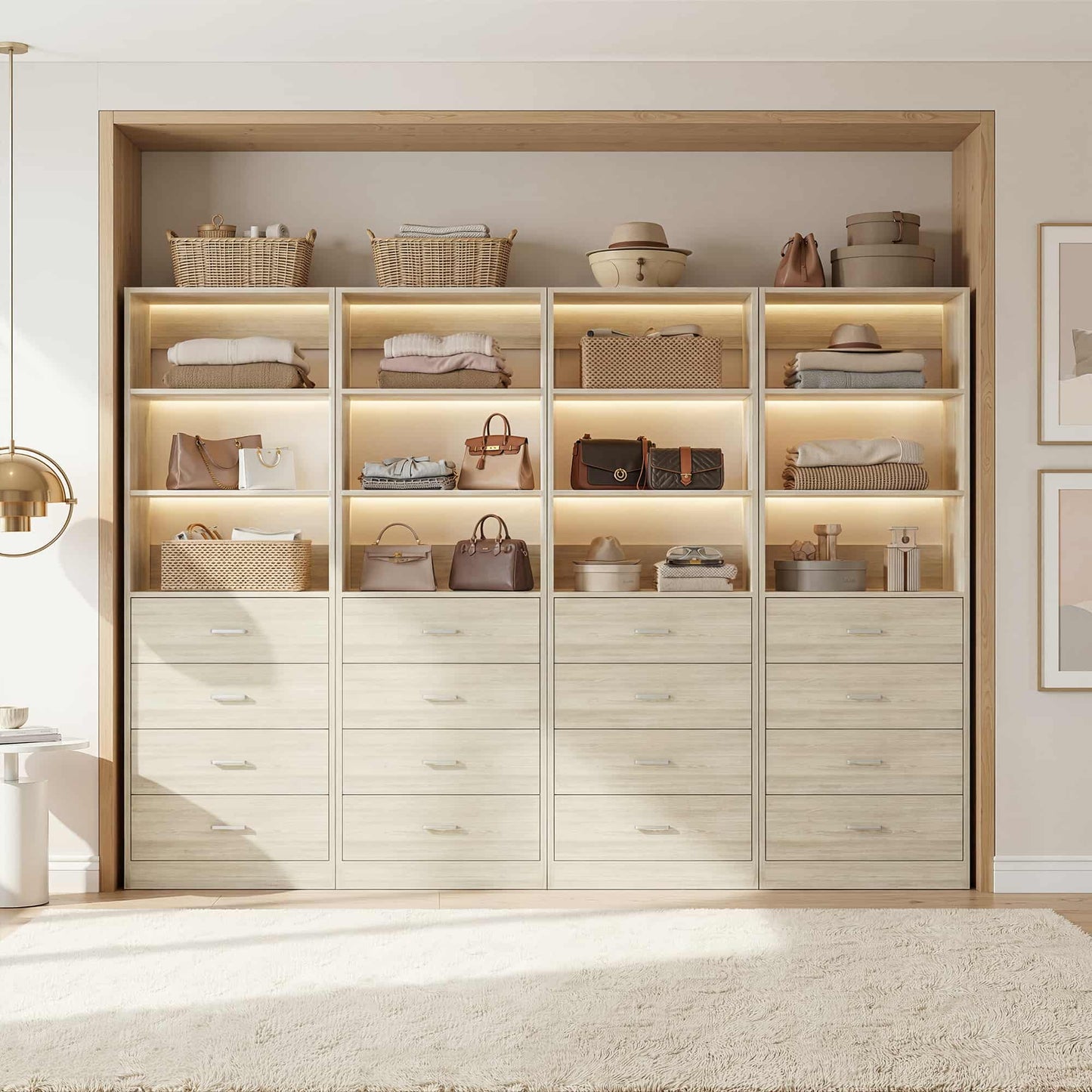 7.1 FT Freestanding Closet System 4-Piece Set with 16 Drawers & 13 Shelves