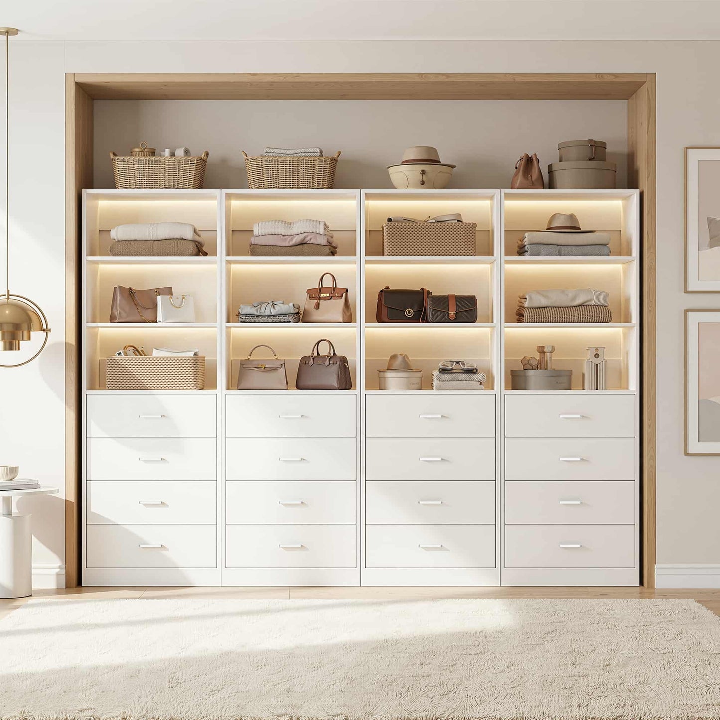 7.1 FT Freestanding Closet System 4-Piece Set with 16 Drawers & 13 Shelves