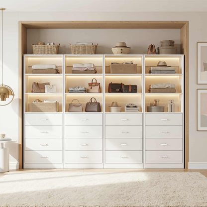 7.1 FT Freestanding Closet System 4-Piece Set with 16 Drawers & 13 Shelves