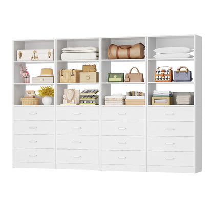 7.1 FT Freestanding Closet System 4-Piece Set with 16 Drawers & 13 Shelves