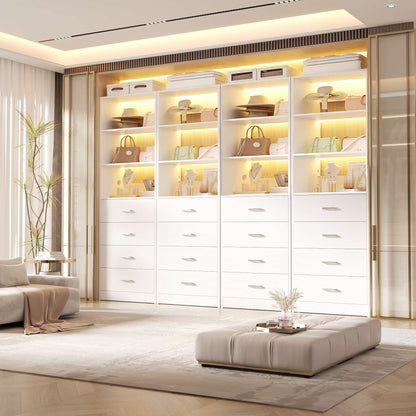 7.1 FT Freestanding Closet System 4-Piece Set with 16 Drawers & 13 Shelves