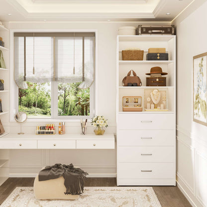 U-Shaped Closet Organizer System, 104'' Wide Wardrobe Closet with 8 Drawers, 4 Hanging Rods, and 13 Storage Shelves
