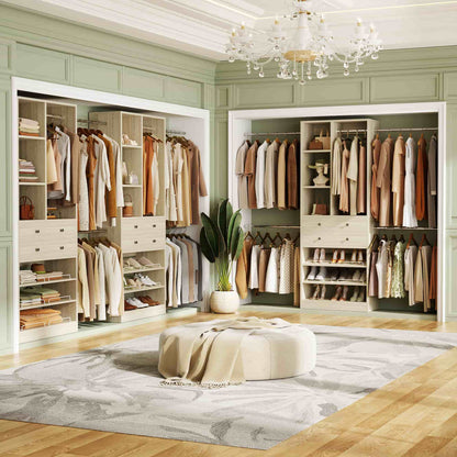 2.4–8.8 FT Adjustable Closet System, with 2 Drawers, 5 Hanging Rods & Adjustable Shelves