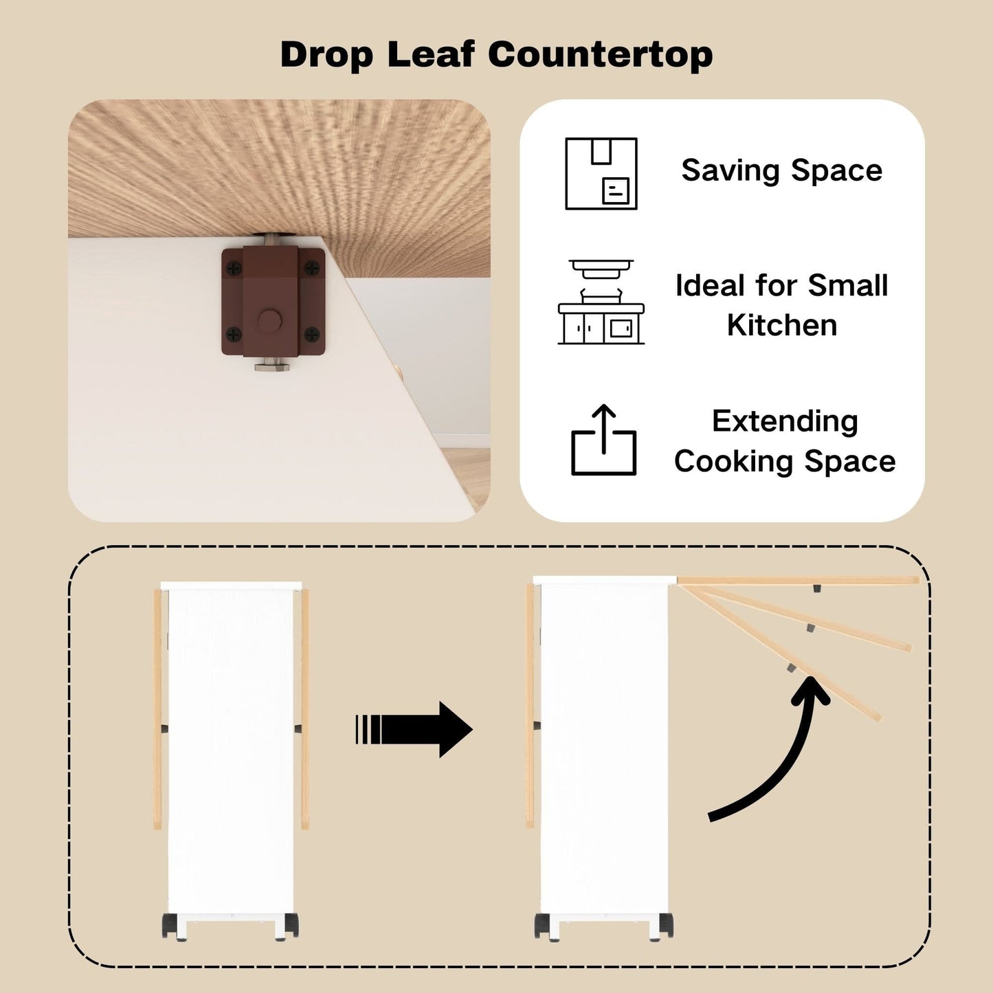 Folding Dining Table with Storage Drawer, 51''L x 31''W Drop Leaf Dining Table