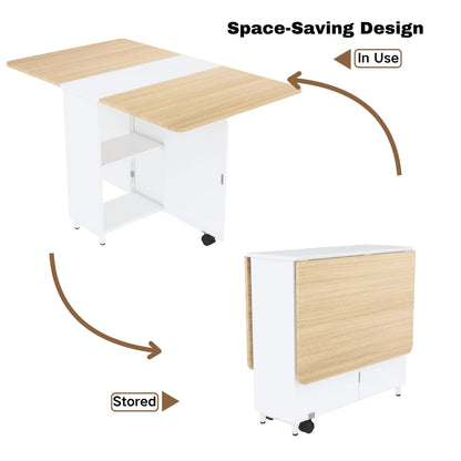 Folding Dining Table with Storage Drawer, 51''L x 31''W Drop Leaf Dining Table
